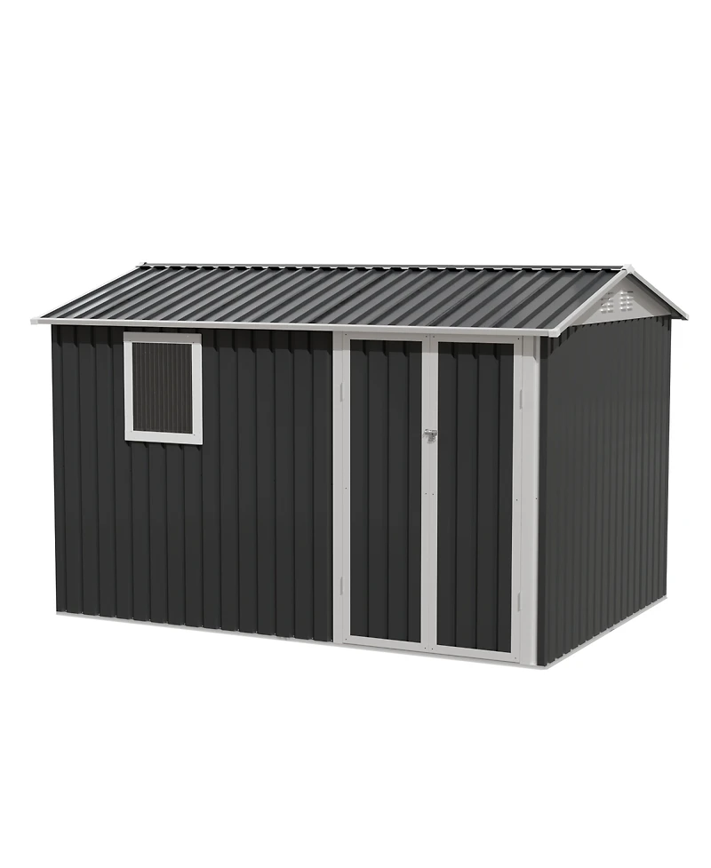 Streamdale Furniture 9.5 x 6.7 Ft Metal Garden Shed for Patio Backyard Tools House Storage
