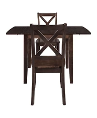 Streamdale Furniture 3-Piece Wood Drop Leaf Breakfast Nook Dining Table Set, Espresso