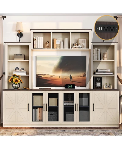 Streamdale Furniture Wall Unit Entertainment Center with Charging Station & Usb