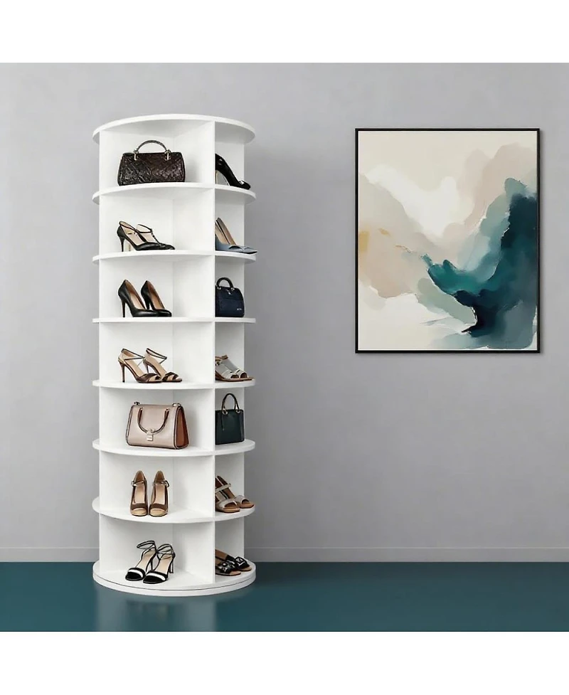 Streamdale Furniture 7 Tier Rotating Shoe Rack Tower, Spinning Shoe Display