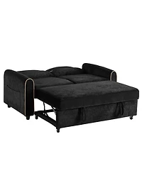 Streamdale Furniture Chenille Pull Out Sofa Bed with Adjustable Backrest & Charging Ports