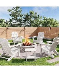 gaomon Folding Adirondack Chairs Set of 4 with 2 Side Table, Hdpe Plastic Outdoor Chairs with Wood Texture 380 Lbs & Weather Resistant for Fire Pit