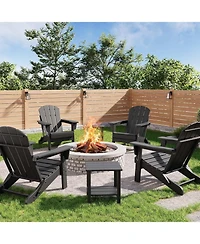 gaomon Folding Adirondack Chairs Set of 4 with 2 Side Table, Hdpe Plastic Outdoor Wood Texture 380 Lbs & Weather Resistant for Fire Pit