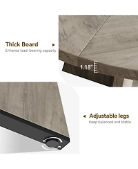 gaomon 47 Inch Round Farmhouse Dining Table for 4–6 with Wooden Top and Legs, Large Rustic Table for Dining or Living Room (No Chairs)