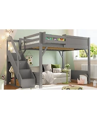 Streamdale Furniture Loft Bed with Wardrobe & Storage, Solid Wood