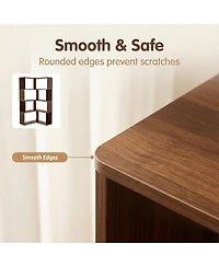 Streamdale Furniture 6 Tier L-Shaped Bookshelf, 66" Tall Walnut Open Display Shelf