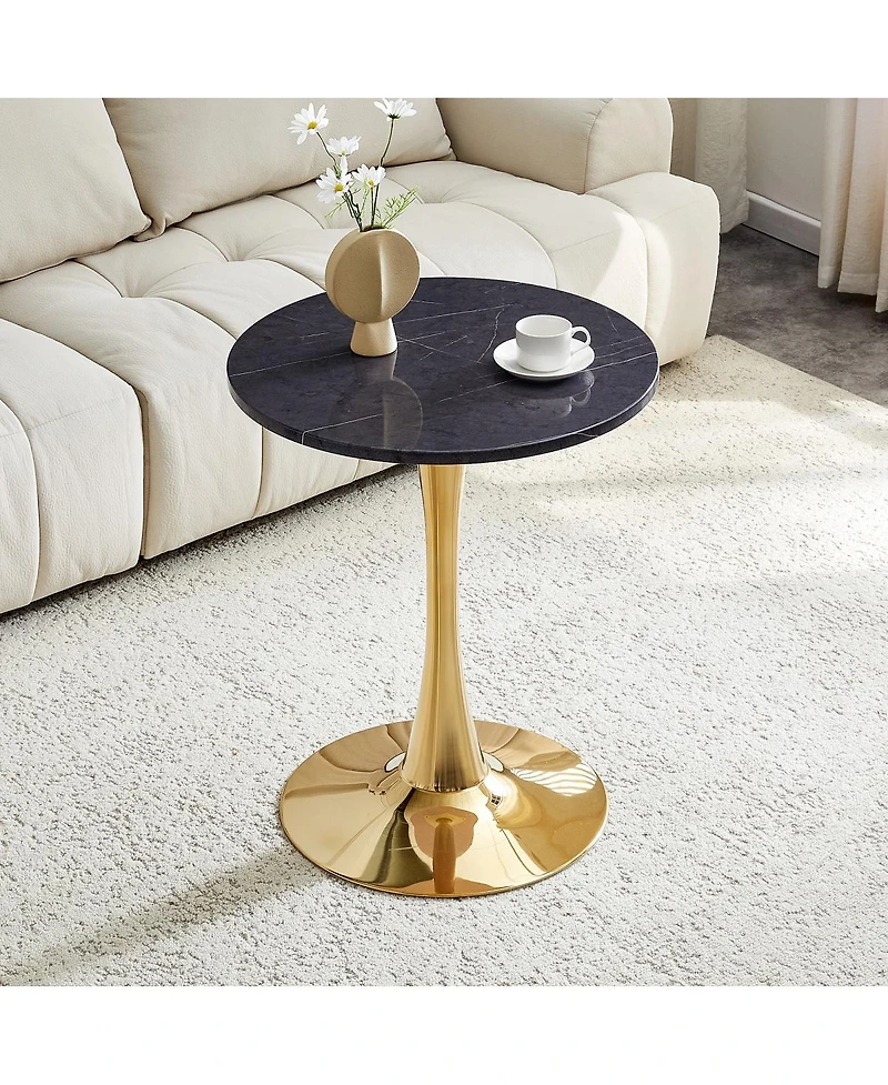 Streamdale Furniture Round Dining Table, 23.6" Faux Marble Tulip Bistro Table for Kitchen & Small Spaces