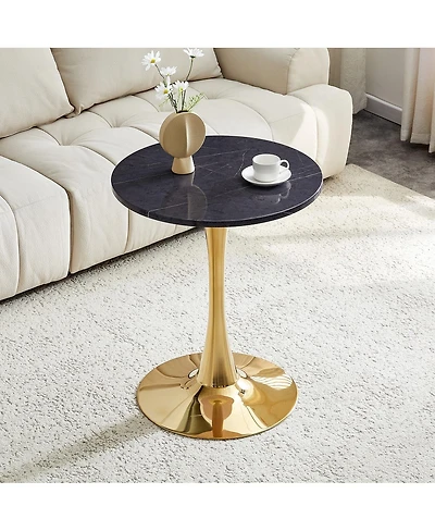 Streamdale Furniture Round Dining Table, 23.6" Faux Marble Tulip Bistro Table for Kitchen & Small Spaces