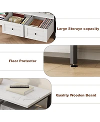 gaomon Modern-Industrial Tv Stand with 2 Fabric Drawers, Entertainment Center for TVs