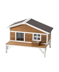 Aostirmotor Insulated Cat House with Large Platform, Waterproof Winter Shelter for Indoor & Outdoor Cats