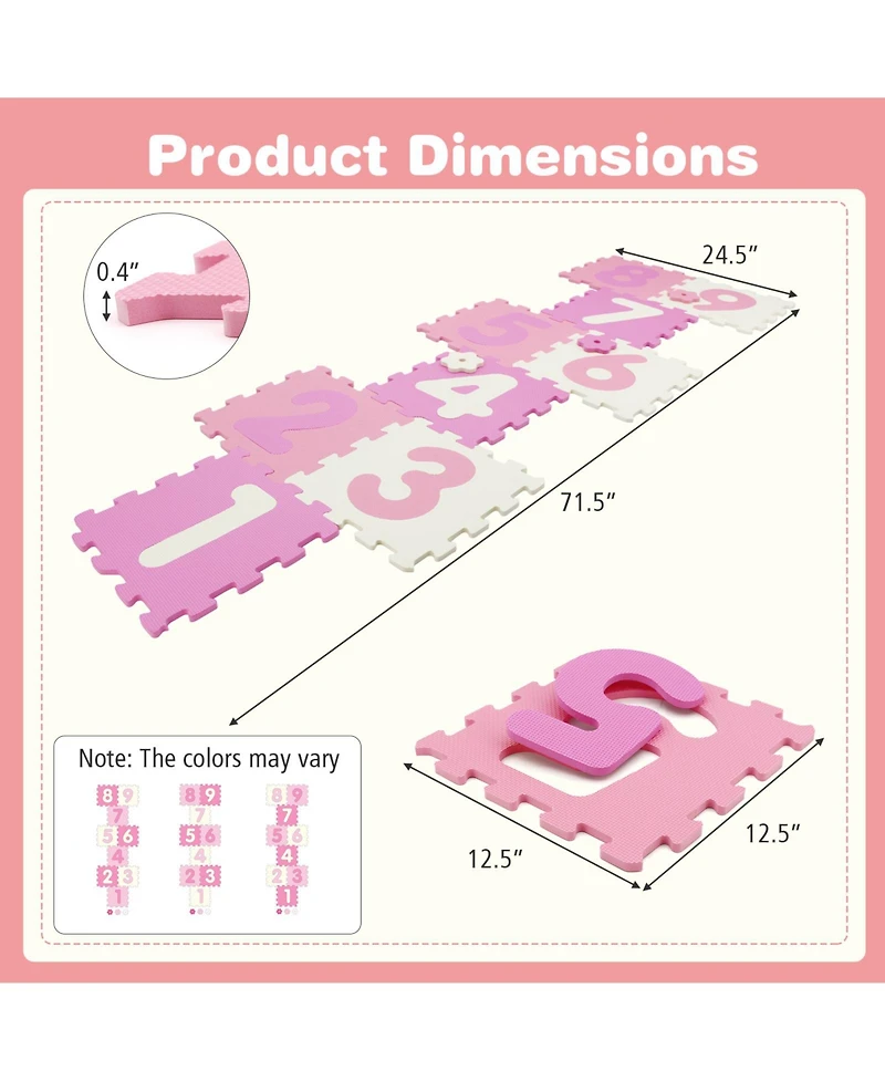Slickblue 9-Piece Interlocking Foam Puzzle Floor Mat with Marker Discs