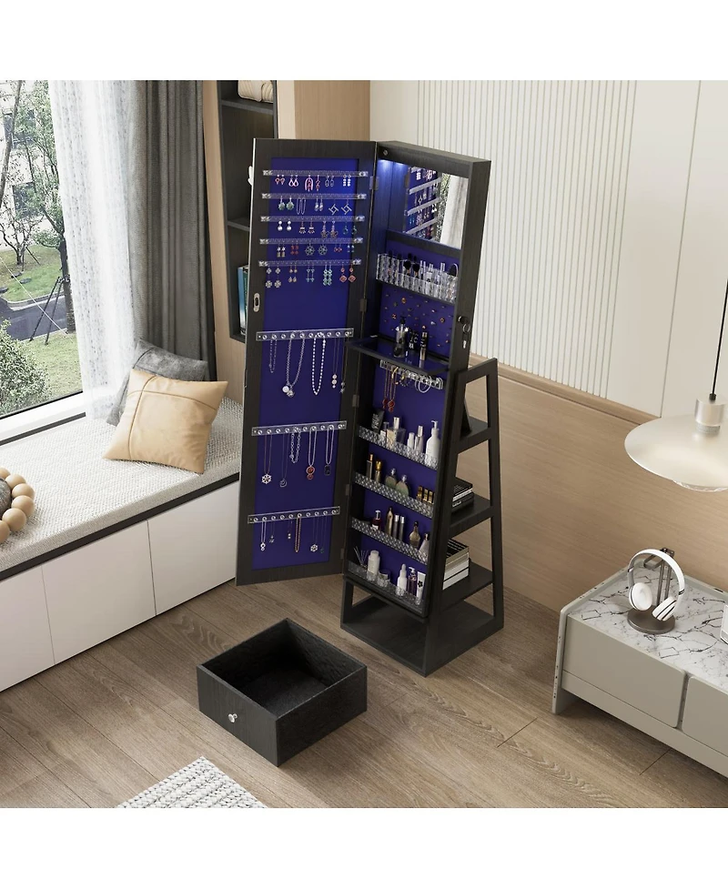 Streamdale 360° Swivel Jewelry Cabinet with Full Length Mirror,