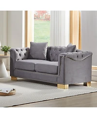 Streamdale Furniture 62" Velvet Chesterfield Sofa, Classic Modern Two Seater