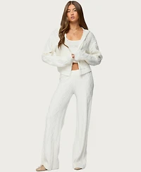 Edikted Women's Louise Cable Knit Hooded Cardigan