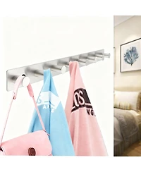 Yigii Stainless Steel Wall Coat Rack with 8 Hooks for Hats, Clothes, Towels