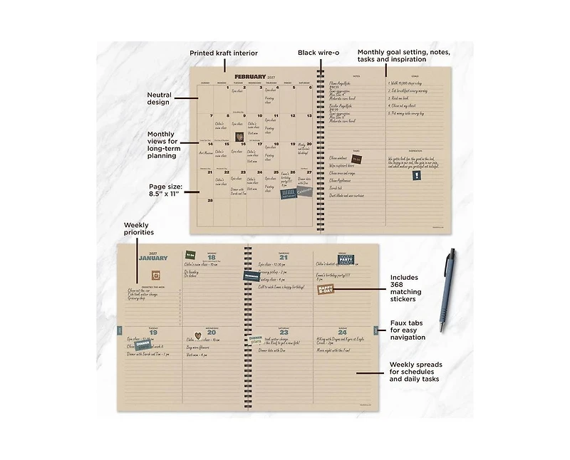 Tf Publishing Paper Goods July 2026 - June 2027 Checkered Cowboy Large Weekly Monthly Planner