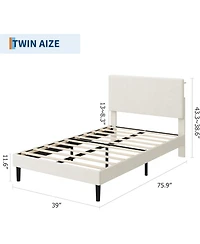 Gaomon Bed Frame with Usb Charging Station, Corduroy Upholstered Platform Adjustable Storage Headboard