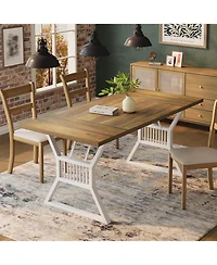 Streamdale Furniture 70.8 Inch Dining Table 4-6 Person Kitchen Table with Heavy Duty Metal Legs Farmhouse Dining Room Table for Kitchen Living Room