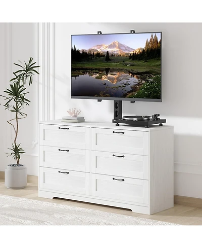 Gaomon Entertainment Center with Mount: Tv Stand Features 6 Drawers, Height-Adjustable Mount for 32/45/55/65/75/80 Inch TVs