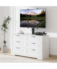 Gaomon Entertainment Center with Mount: Tv Stand Features 6 Drawers, Height-Adjustable Mount for 32/45/55/65/75/80 Inch TVs
