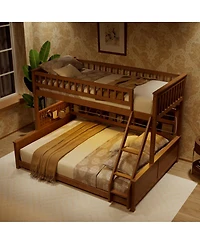 Streamdale Furniture Streamdale Twin Xl over Queen Bunk Bed with Shelving, Lights & Pegboard