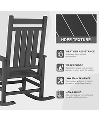gaomon 1 Piece Outdoor Rocking Chair, All-Weather Patio Rocking Chairs for Porch, Outdoor Patio Rockers with High Back & Wide Seat for Garden