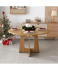 Streamdale Furniture Round Farmhouse Dining Table - 47 Inch Oak Finish Kitchen Table