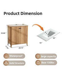 Sillysis 29" Antique Bathroom Vanity with Sink, Quick-Install Folding Storage, Eco Mdf Matte 3D Embossed Finish, Large Capacity