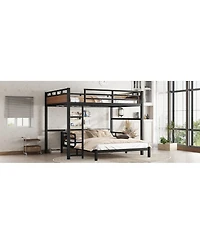 Streamdale Furniture Queen/Queen Metal Bunk Bed, Separable Loft Bed with Fence