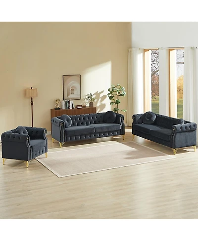 Streamdale Furniture Customizable Armrest Sofa with Velvet Fabric