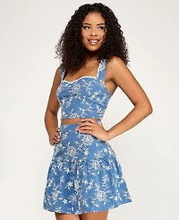 Katia Rae Women's Floral Sweetheart Crop Top And Skirt, 2-Piece Set