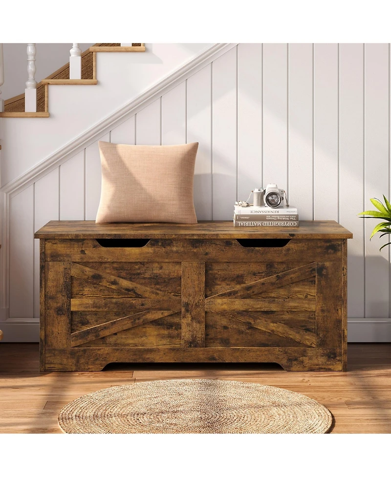 gaomon 39.4-Inch Wooden Toy Chest & Storage Bench, Safety Hinge for Kids Room