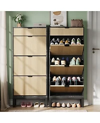 gaomon Freestanding Fluted Entryway Shoe Cabinet