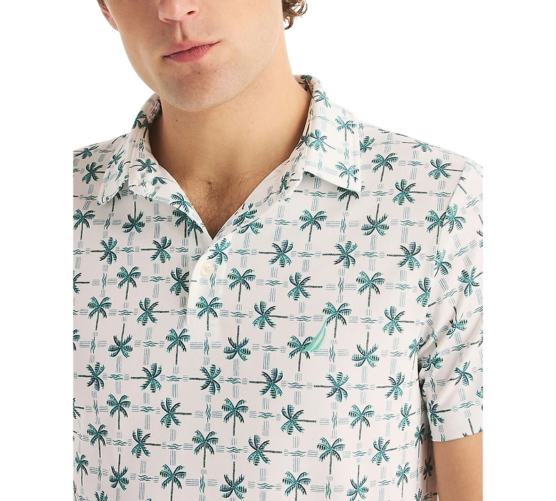 Nautica Men's Palm Tree Print Golf Short-Sleeve Polo Shirt