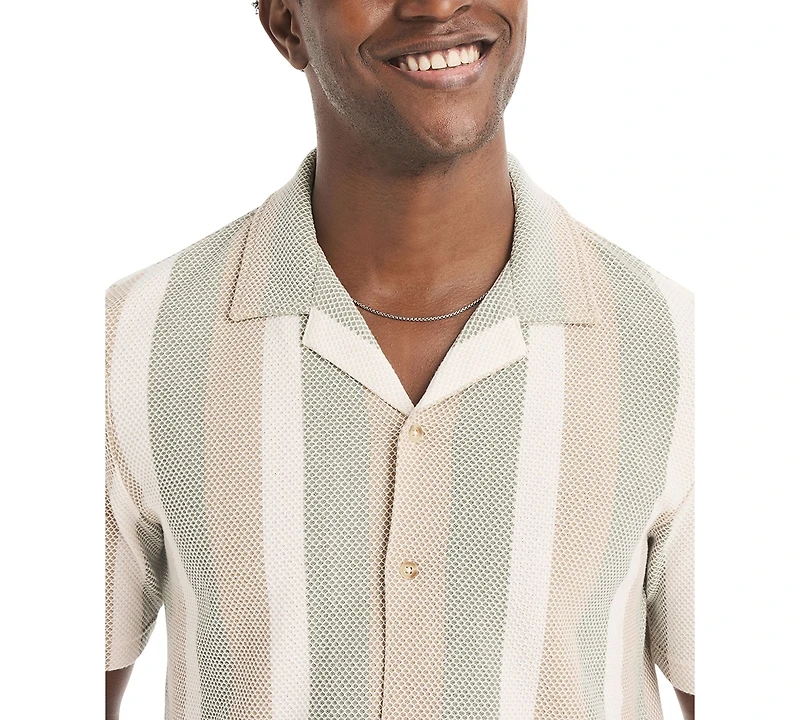 Nautica Men's Short-Sleeve Textured Stripe Polo Shirt