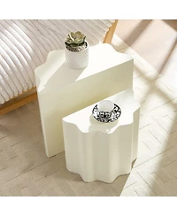 Streamdale Furniture Modern Fiberglass Wavy Edge Coffee & Entryway Table Set - No Assembly