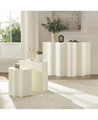 Streamdale Furniture Modern Fiberglass Wavy Edge Coffee & Entryway Table Set - No Assembly