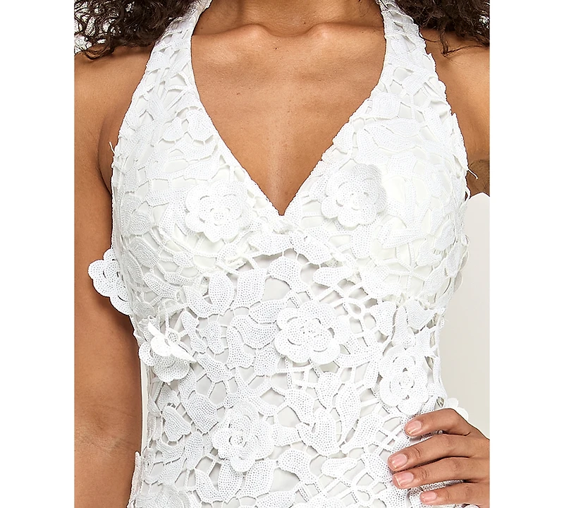 Alex & Sophia Juniors' Halter V-Neck Short Dress