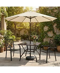 Aoodor Patio Dining Table for 4, 38'' Square Metal Outdoor Patio Table with Umbrella Hole, Outdoor Dining Table for Deck, Yard, Poolside, Porch