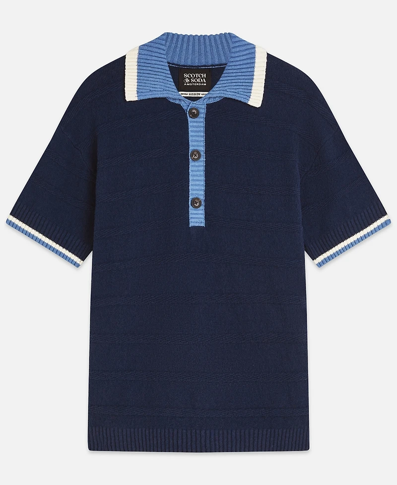Scotch & Soda Men's Structured Knitted Regular-Fit Polo Shirt