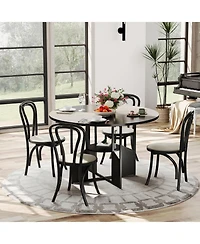 gaomon 47 Inch Round Dining Table for 4-6 Person ,Breakfast Nook Set with Metal Base for Apartment Oak