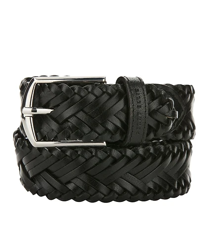 Perry Ellis Portfolio Men's Herringbone Braid Leather Belt