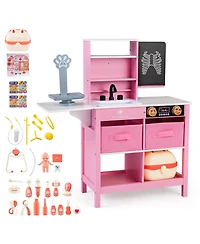 Slickblue Wooden Doctor Office Playset Medical Center Toy with Blackboard