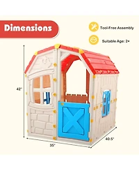 Slickblue Kids Playhouse with Openable Windows and Door for Indoor Use