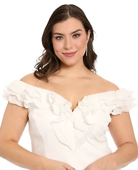 Muse Plus Ruffle Organza Off-The-Shoulder Top