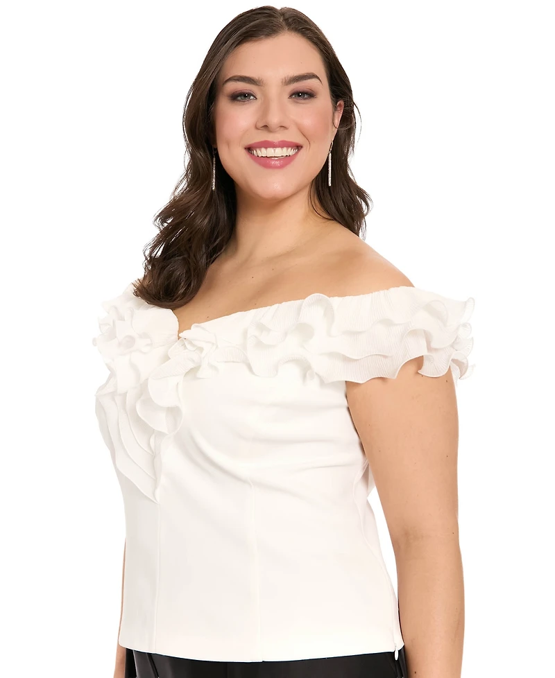 Muse Plus Ruffle Organza Off-The-Shoulder Top
