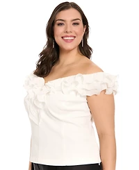 Muse Plus Ruffle Organza Off-The-Shoulder Top