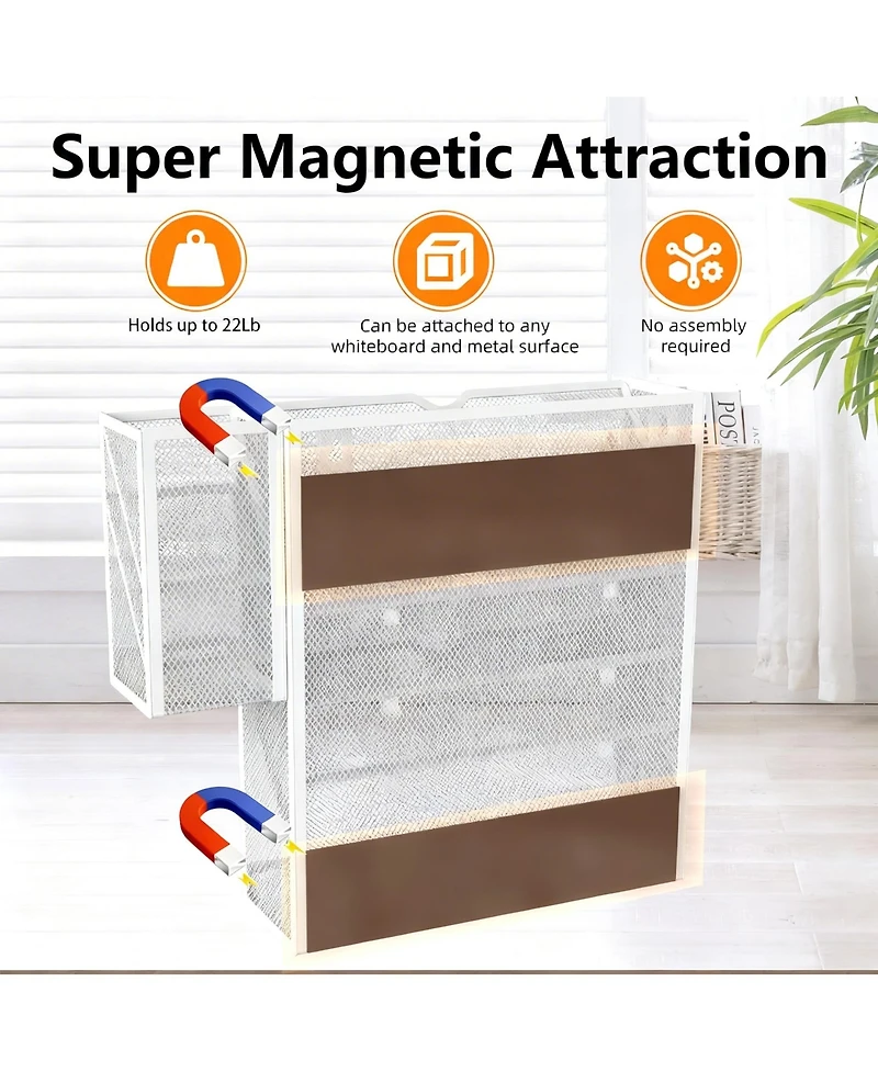 Yigii 5-Tier Magnetic File Organizer with Pen Holders for Efficient Desk or Wall Storage