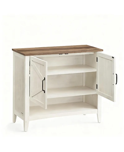 Yigii 3-Tier Shoe Cabinet, Adjustable Shelf, Farmhouse Style