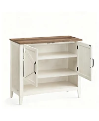 Yigii 3-Tier Shoe Cabinet, Adjustable Shelf, Farmhouse Style